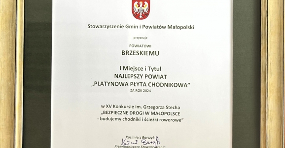 Platynowa Płyta Chodnikowa dla Powiatu Brzeskiego